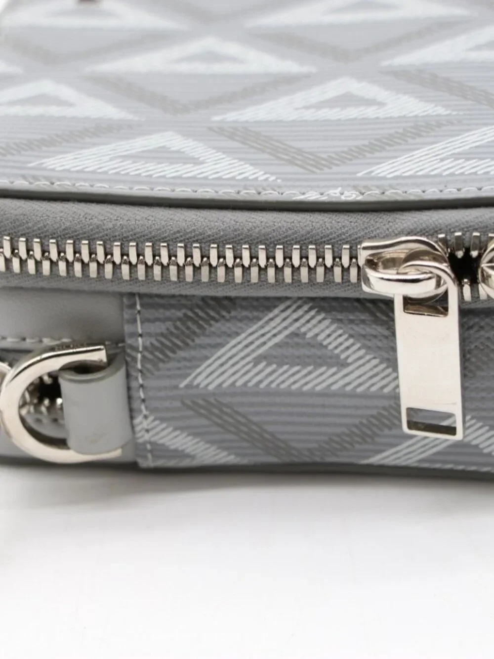 Christian Dior Coated Canvas Calfskin CD Diamond Zipped Coin Purse - Grey
